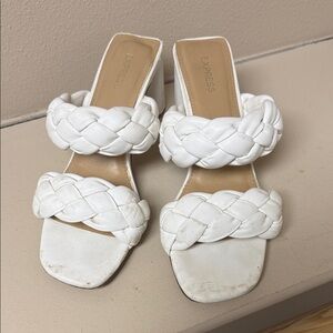 Express Women's White Braided Mules